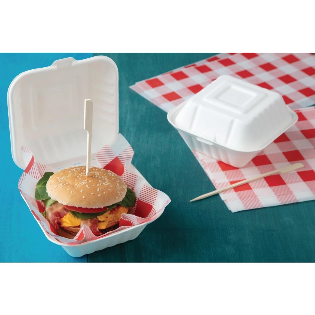 Een Fiesta Compostable bagasse hamburgerbakjes 152mm (500 stuks) koop je bij Supplierz BV