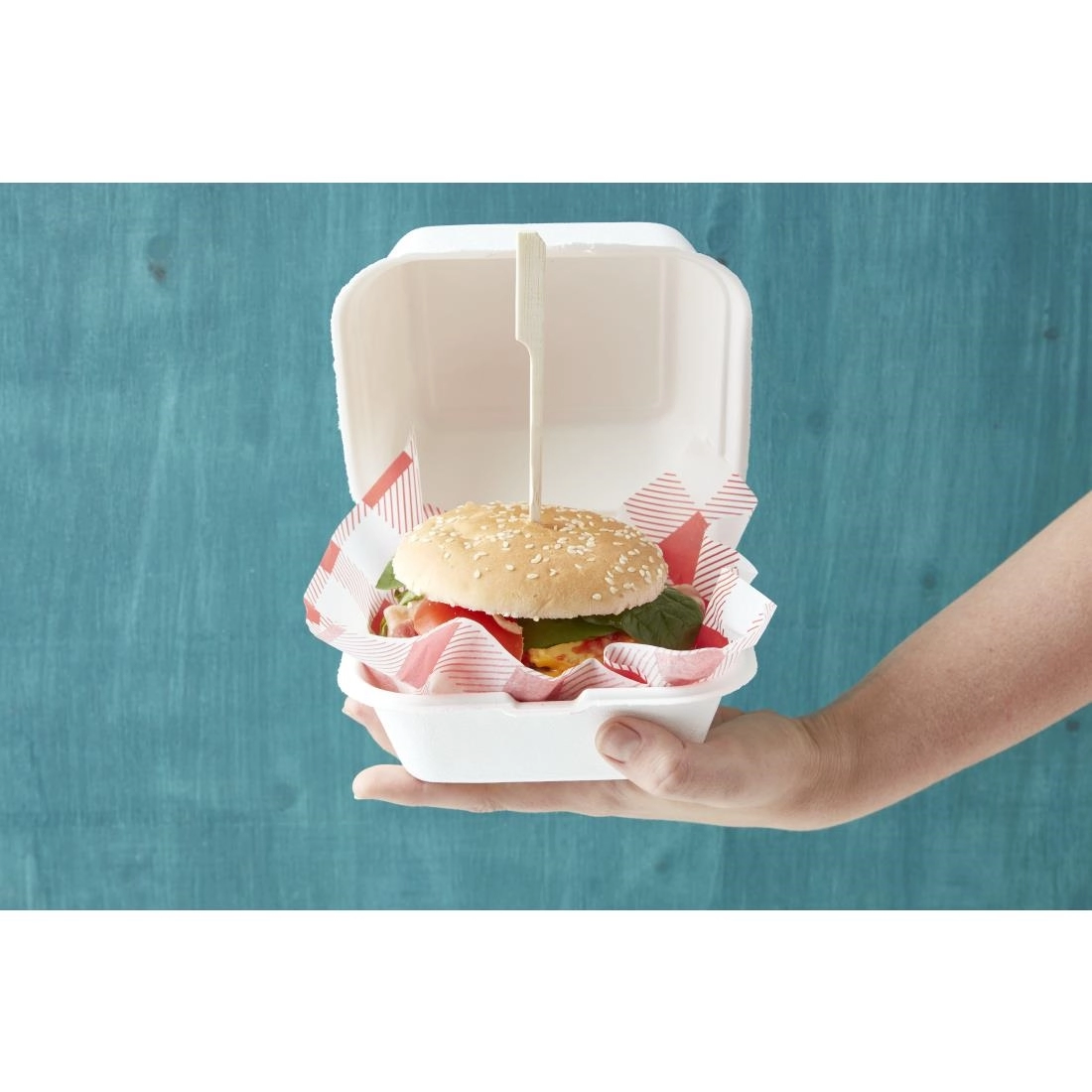 Buy your Fiesta Compostable bagasse hamburgerbakjes 153mm (500 stuks) at Supplierz BV