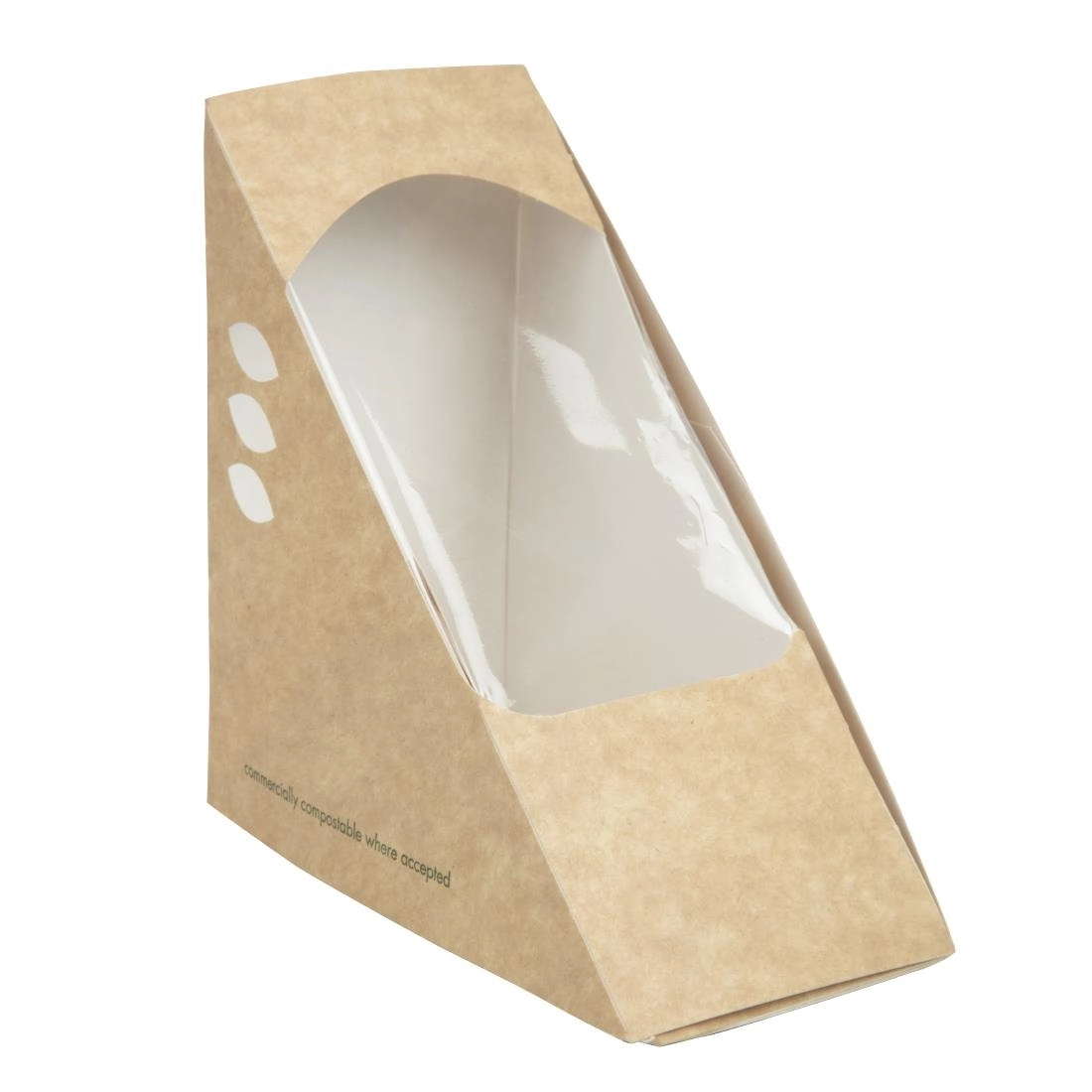 Vous pouvez acheter un Boîtes sandwichs triangles kraft standards Vegware 65mm (x500) chez Supplierz BV