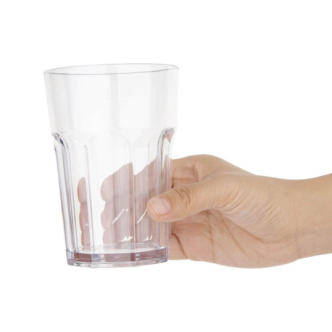 Vous pouvez acheter un Olympia Kristallon Orleans polycarbonaat tumblers 390ml (12 stuks) chez Supplierz BV