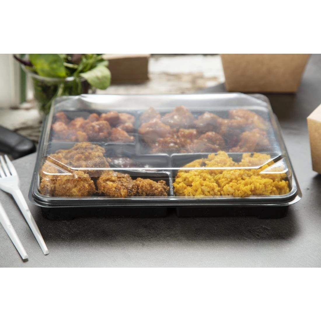 Vous pouvez acheter un Plateaux repas recyclables Bento Faerch 263 x 201 mm (lot de 90) chez Supplierz BV