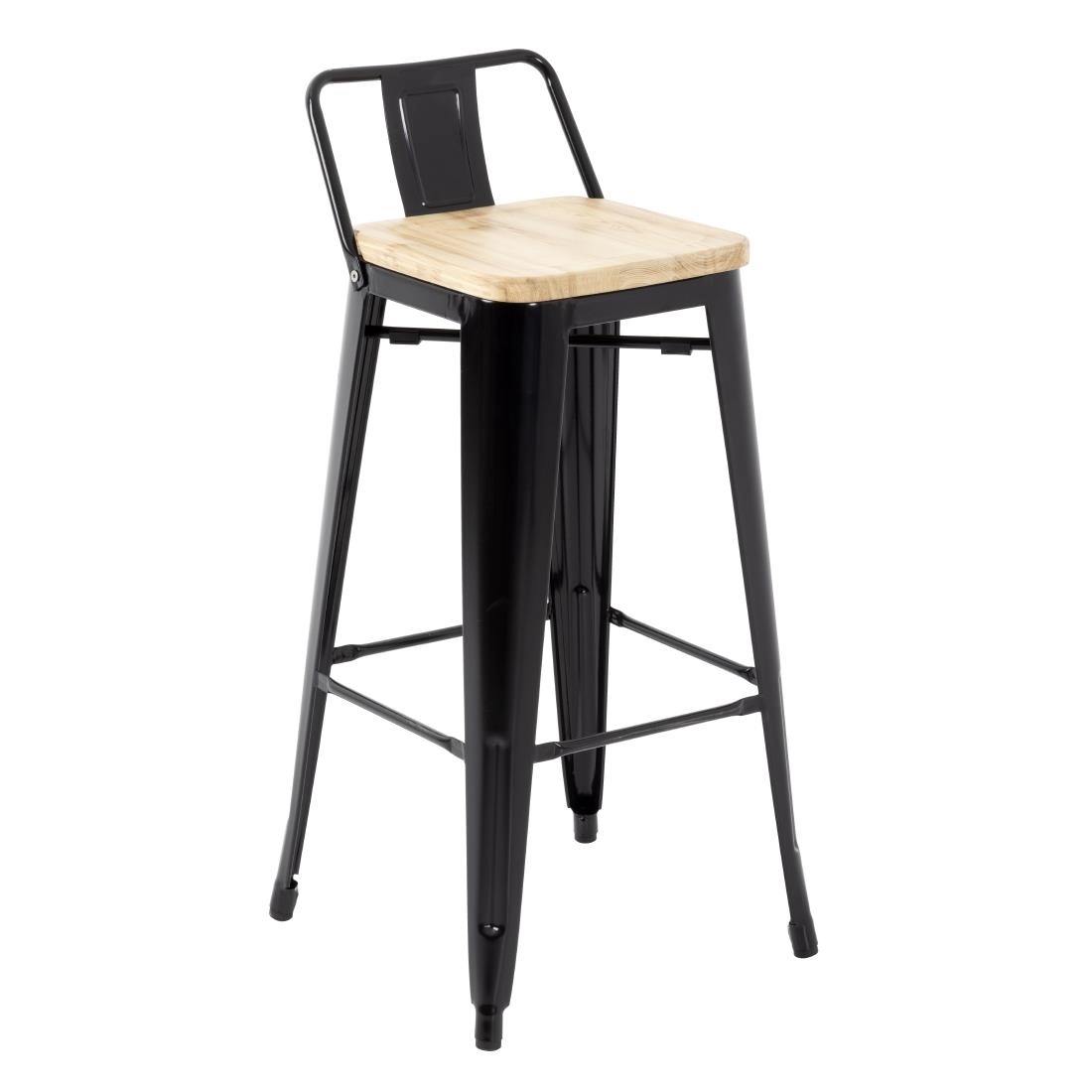 Vous pouvez acheter un Tabourets bistro hauts avec dossier et assise en bois Bolero noirs (lot de 4) chez Supplierz BV