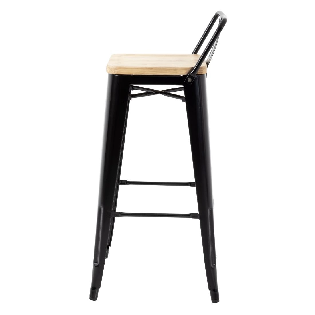 Vous pouvez acheter un Tabourets bistro hauts avec dossier et assise en bois Bolero noirs (lot de 4) chez Supplierz BV