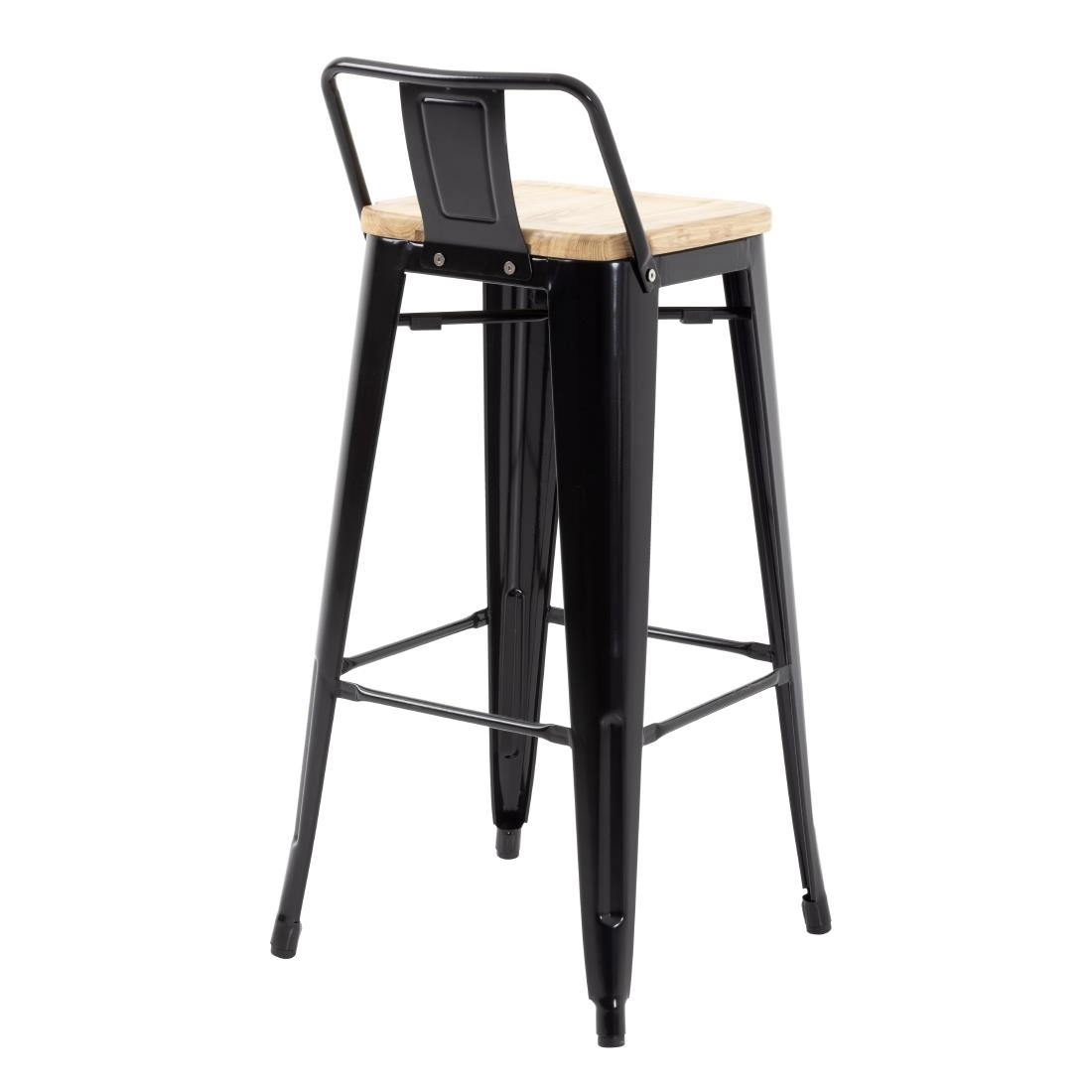 Vous pouvez acheter un Tabourets bistro hauts avec dossier et assise en bois Bolero noirs (lot de 4) chez Supplierz BV