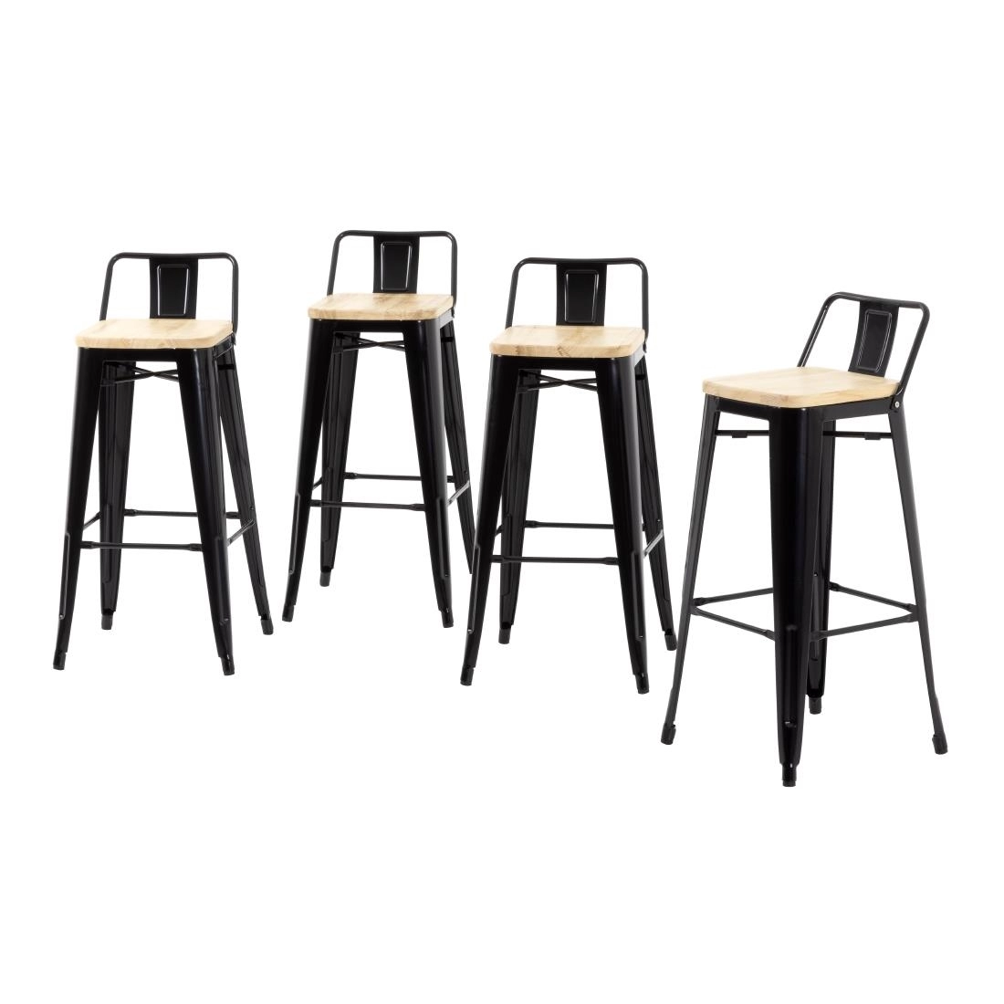 Vous pouvez acheter un Tabourets bistro hauts avec dossier et assise en bois Bolero noirs (lot de 4) chez Supplierz BV