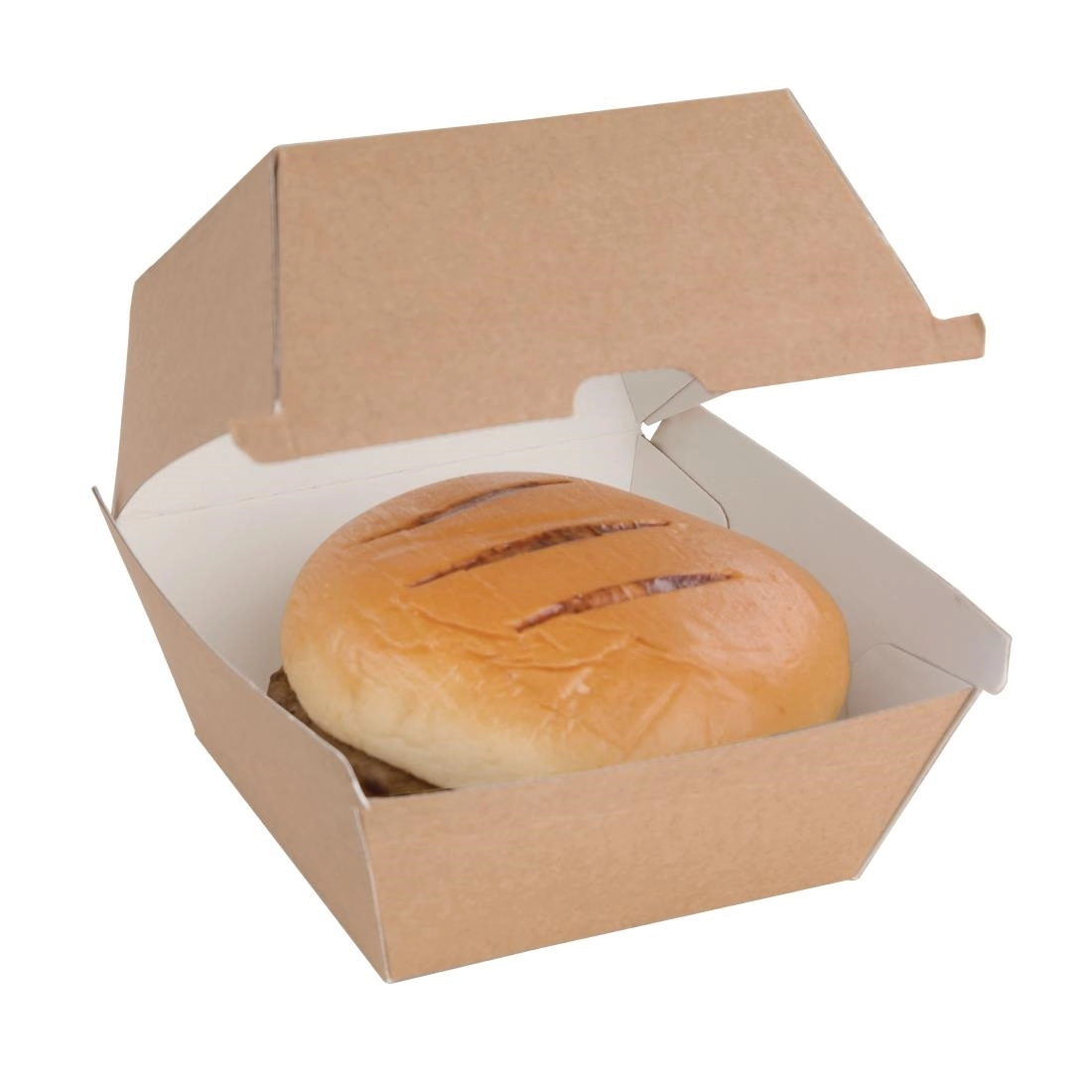 Een Fiesta Compostable composteerbare hamburgerdoosjes kraft groot 112mm vierkant (150 stuks) koop je bij Supplierz BV