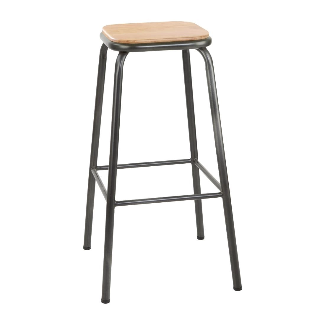 Vous pouvez acheter un Tabouret haut gris métallisé avec assise en bois Bolero Cantina lot de 4 chez Supplierz BV