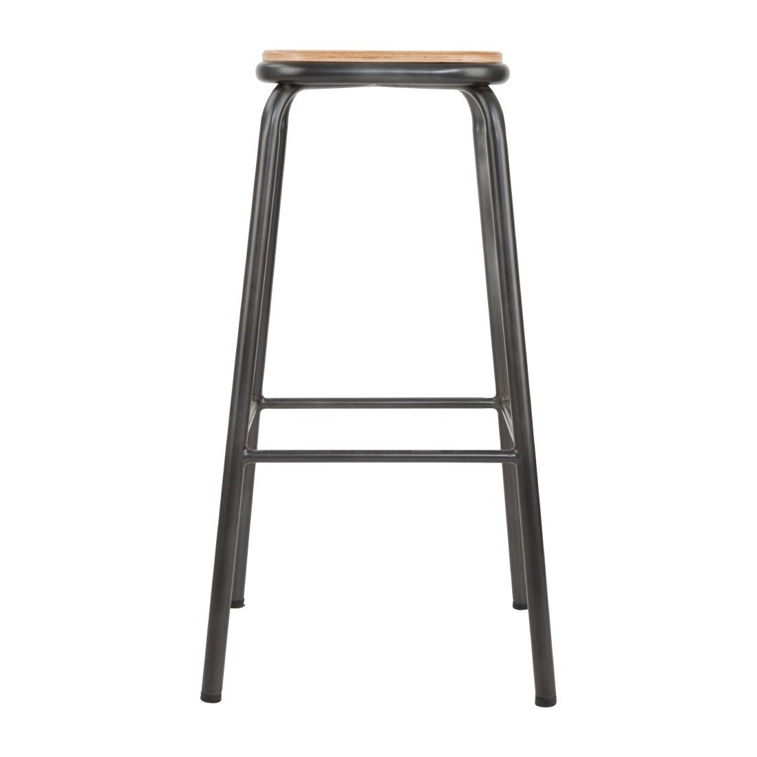 Vous pouvez acheter un Tabouret haut gris métallisé avec assise en bois Bolero Cantina lot de 4 chez Supplierz BV