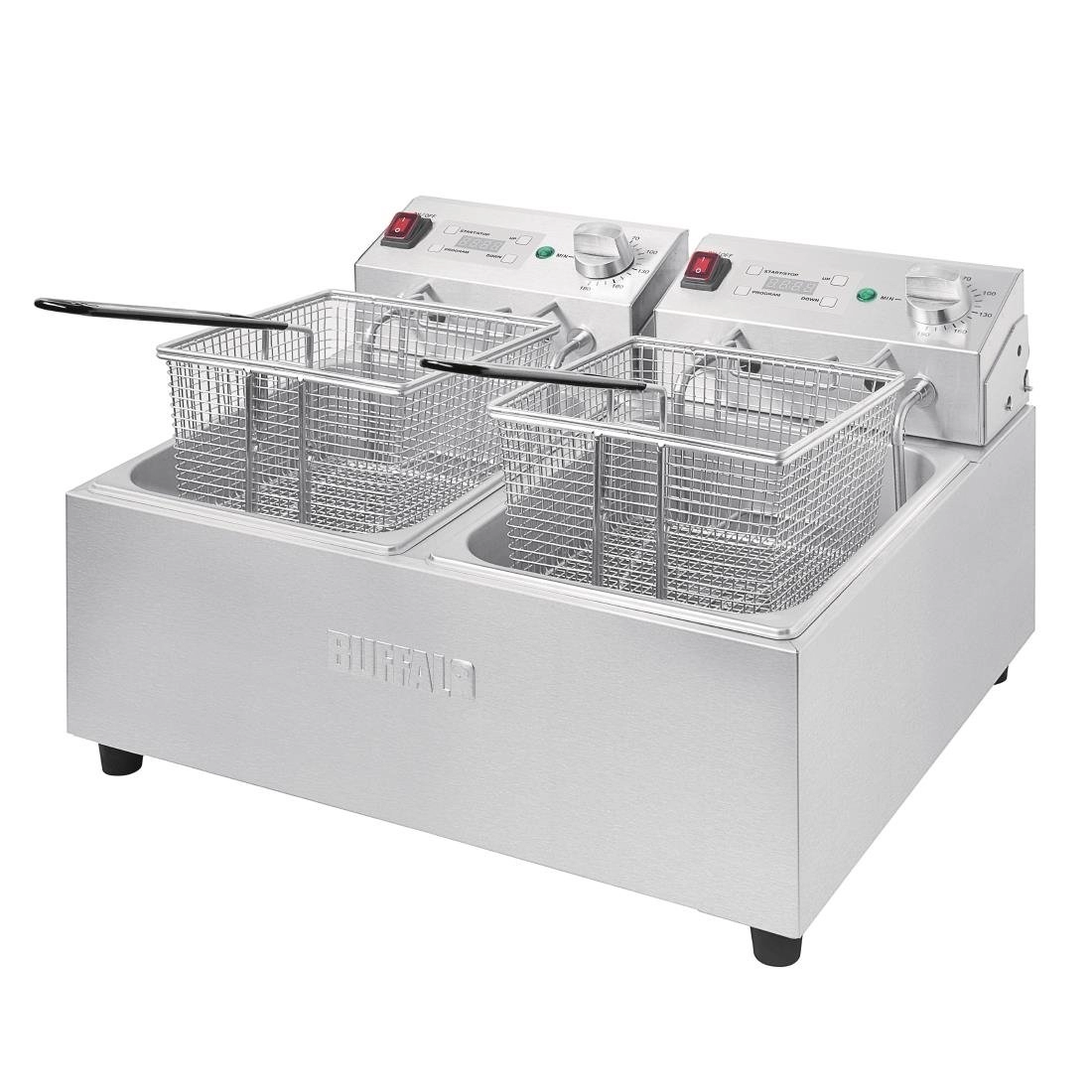 Een Buffalo tweeling tank tweeling mand 2x5ltr aanrecht friteuse met timers 2x2.8kw koop je bij Supplierz BV