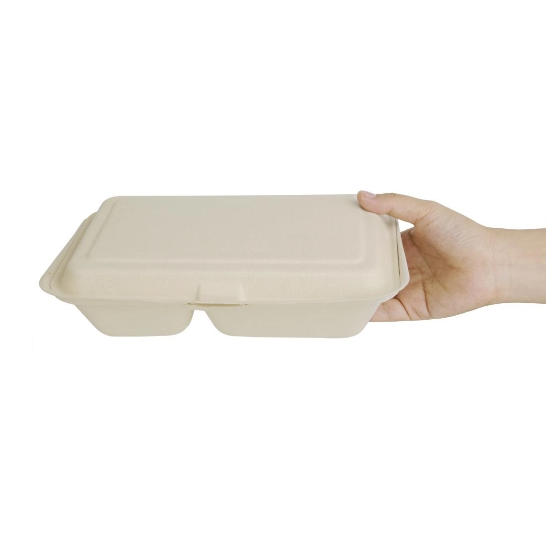 Buy your Fiesta Compostable composteerbare bagasse voedseldozen 2 compartimenten natuurlijke kleur 253mm (200 stuks) at Supplierz BV