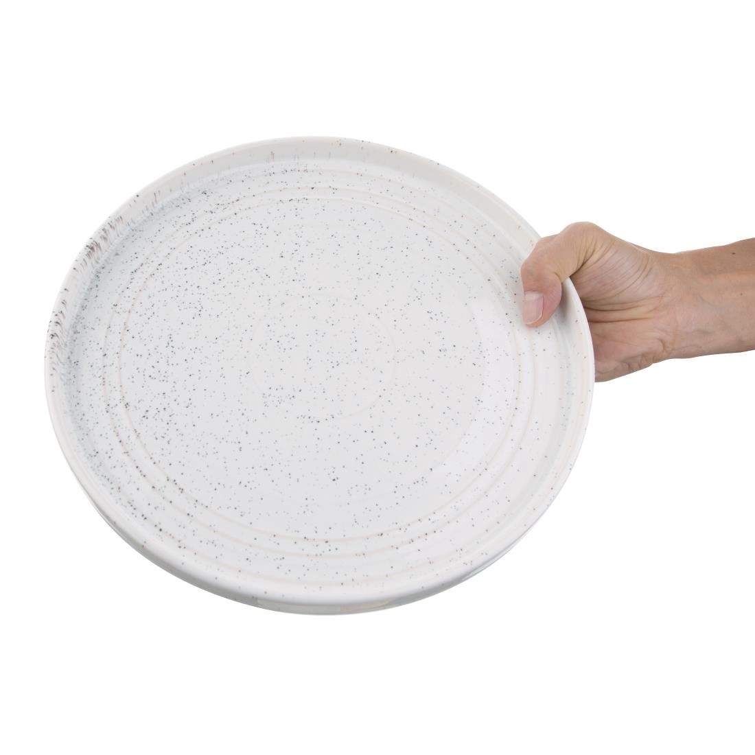 Vous pouvez acheter un Assiettes plates rondes Olympia Cavolo blanc moucheté 270mm (lot de 4) chez Supplierz BV