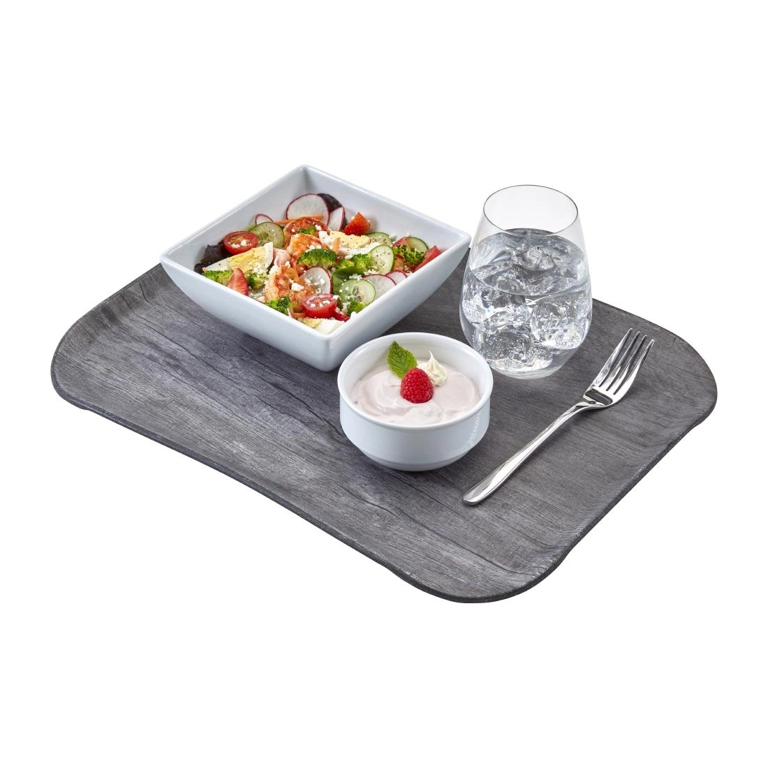 Vous pouvez acheter un Plateau polyester Century aspect naturel bois Cambro chêne gris 360 x 460mm chez Supplierz BV