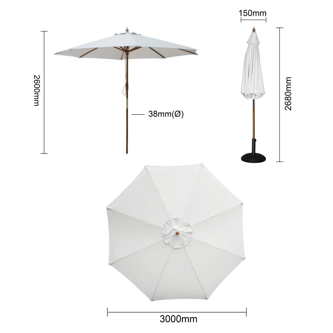 Een Bolero ronde parasol grijs 300cm koop je bij Supplierz BV