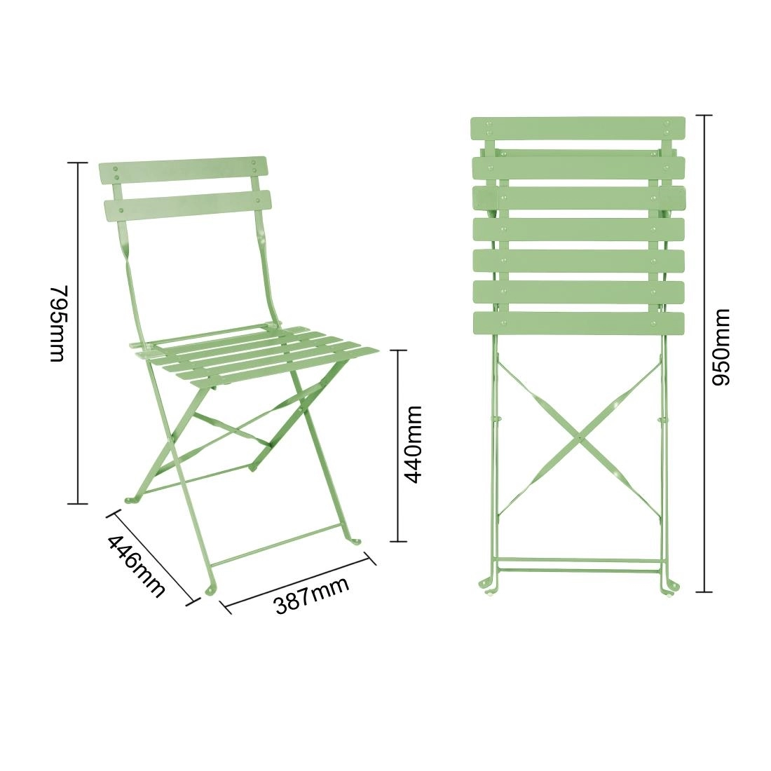 Een Bolero stalen klapstoelen lichtgroen (2 stuks) koop je bij Supplierz BV