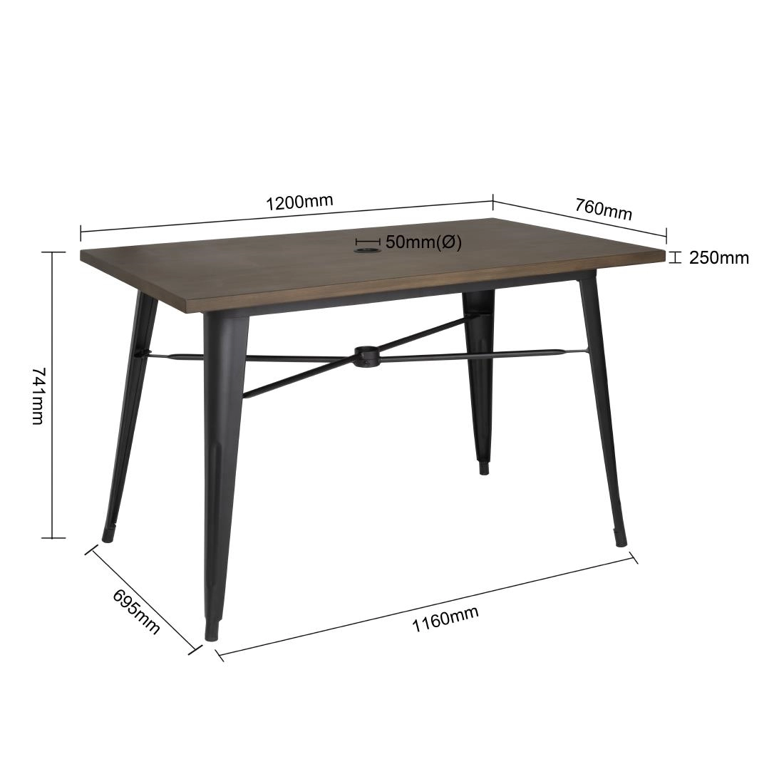 Een Bolero aluminium outdoor tafel 120x76x76cm donker houtdessin koop je bij Supplierz BV