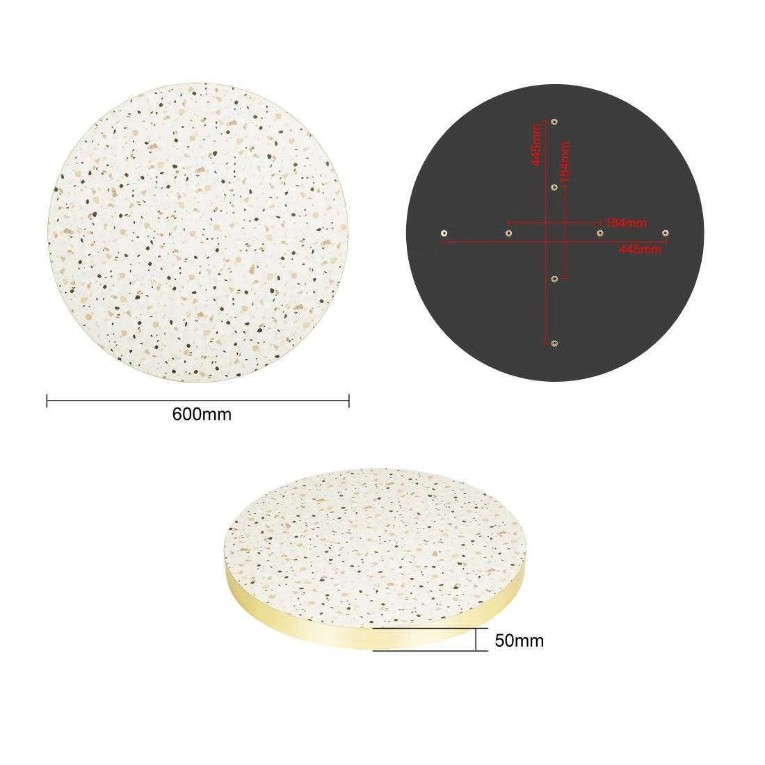 Een Bolero Rond Tafelblad In Terrazzostijl, 600mm koop je bij Supplierz BV