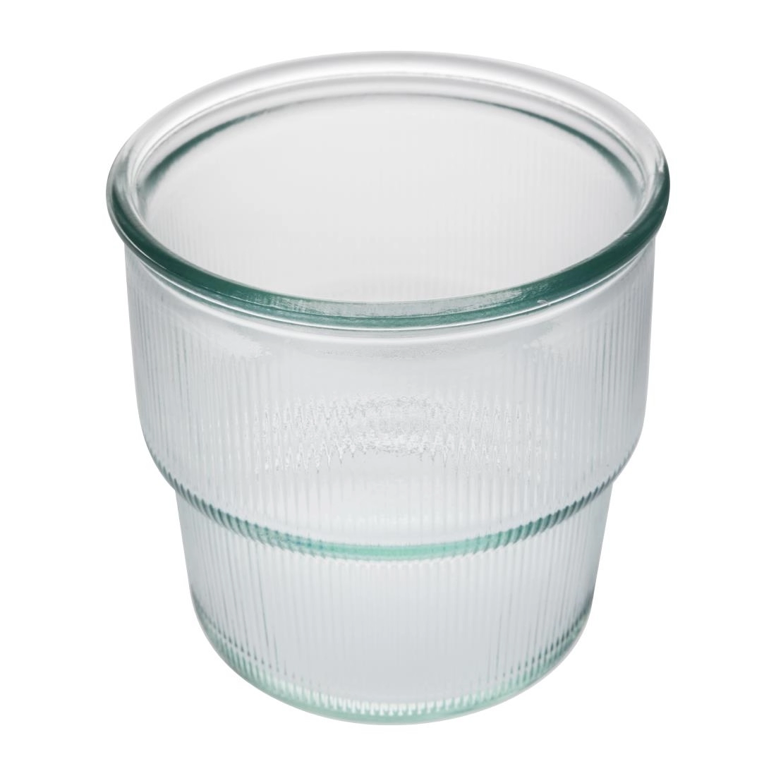 Een Olympia Gerecycled Glas Geribbelde Stapelbare Bekers 300ml (Pak Van 6) koop je bij Supplierz BV