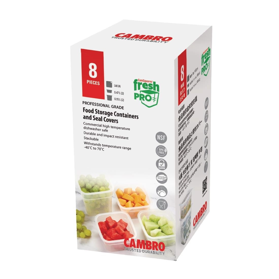 Sie können einen Cambro FreshPro Lebensmittelbehälter mit Deckel (Packung mit 2 x 0,95 l und 2 x 0,47 l) bei Supplierz BV kaufen