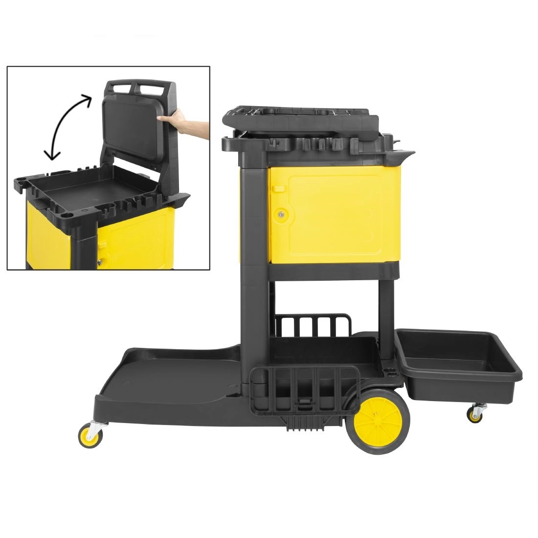 Vous pouvez acheter un Chariot de nettoyage avec armoire verrouillable Jantex noir chez Supplierz BV