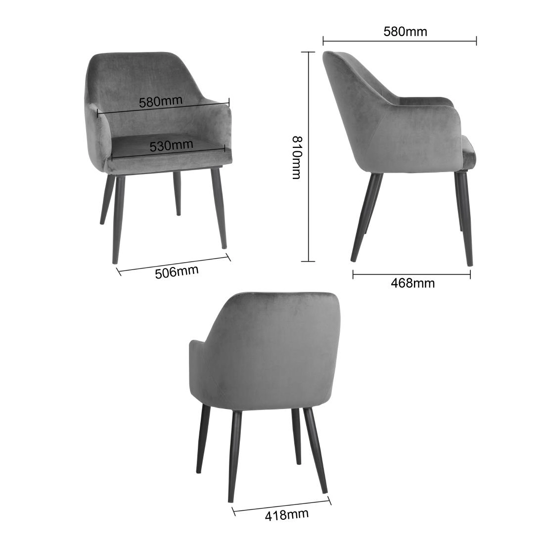 Buy your Bolero Lia Velvet stoelen grijs (2 stuks) at Supplierz BV