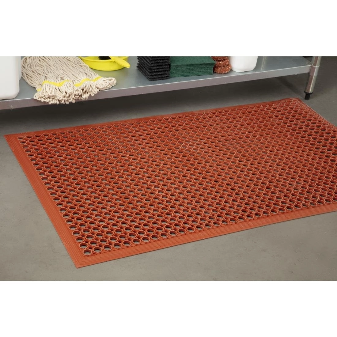 Een Jantex rubberen vetbestendige anti-vermoeidheidsmat rood 1500 x 900mm koop je bij Supplierz BV