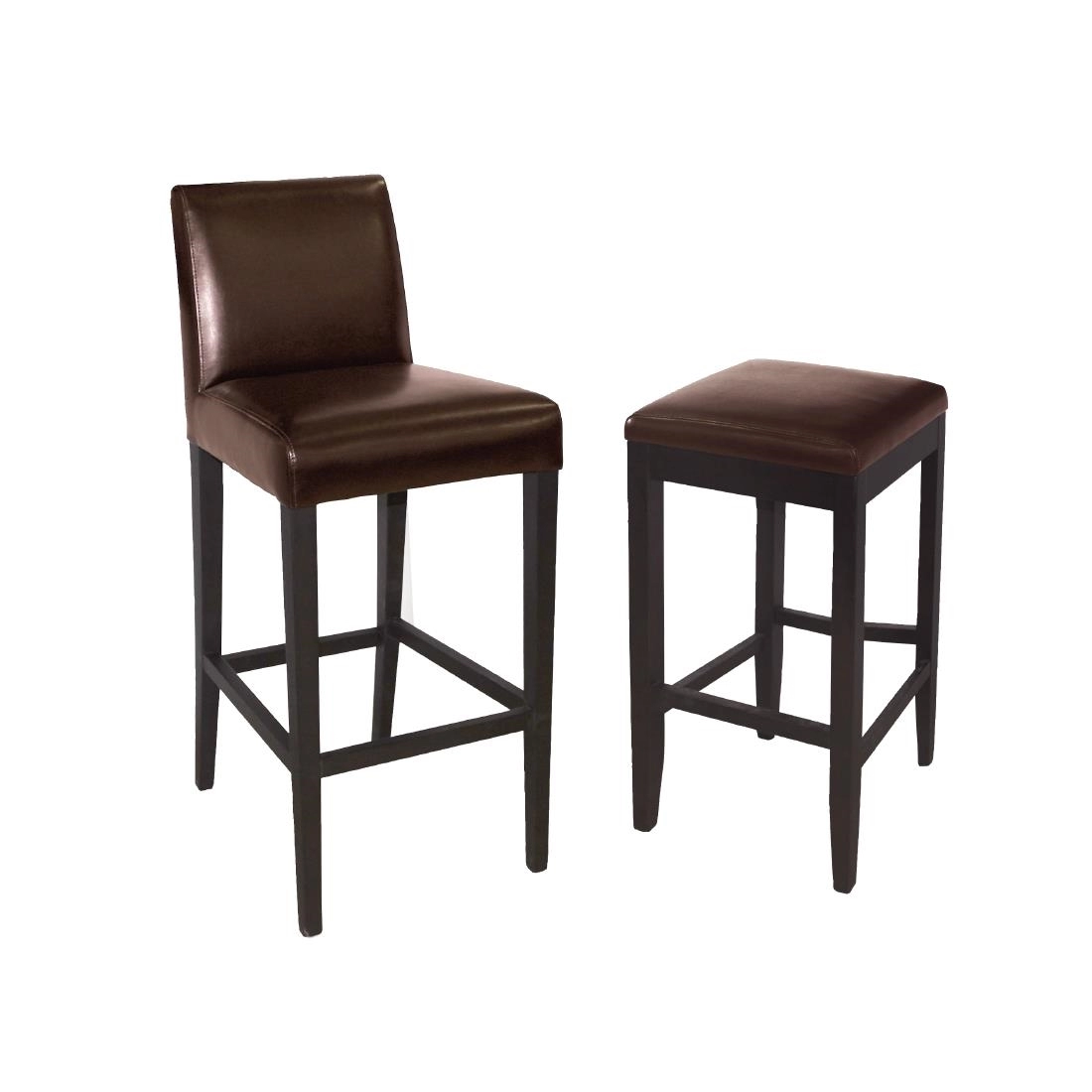 Vous pouvez acheter un Tabouret de bar haut avec dossier en simili cuir Bolero marron foncé chez Supplierz BV