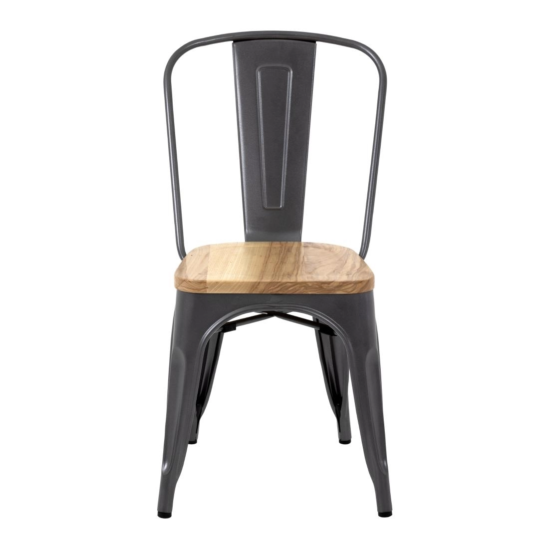 Een Bolero Bistro stalen stoelen met houten zitting grijs (4 stuks) koop je bij Supplierz BV