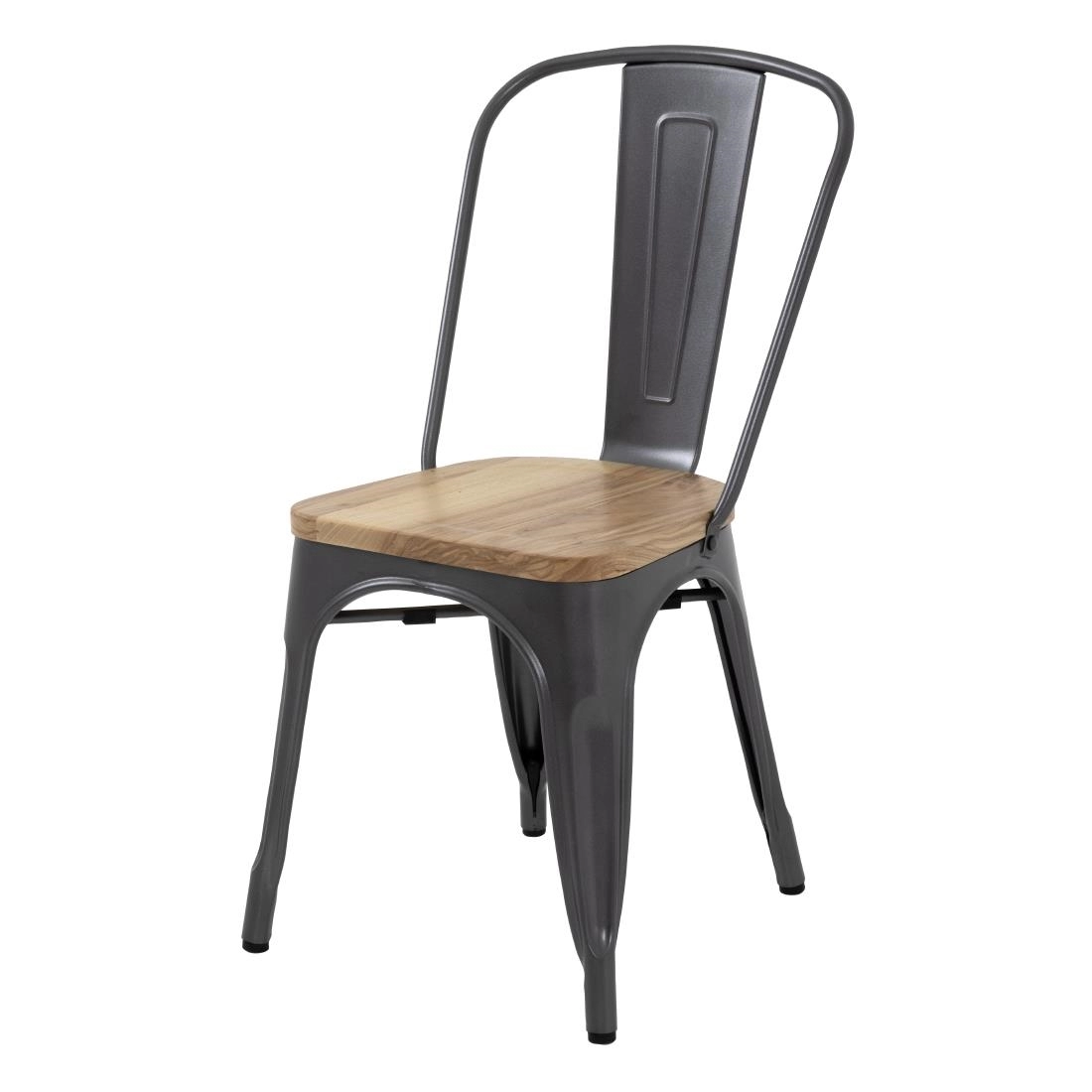 Een Bolero Bistro stalen stoelen met houten zitting grijs (4 stuks) koop je bij Supplierz BV