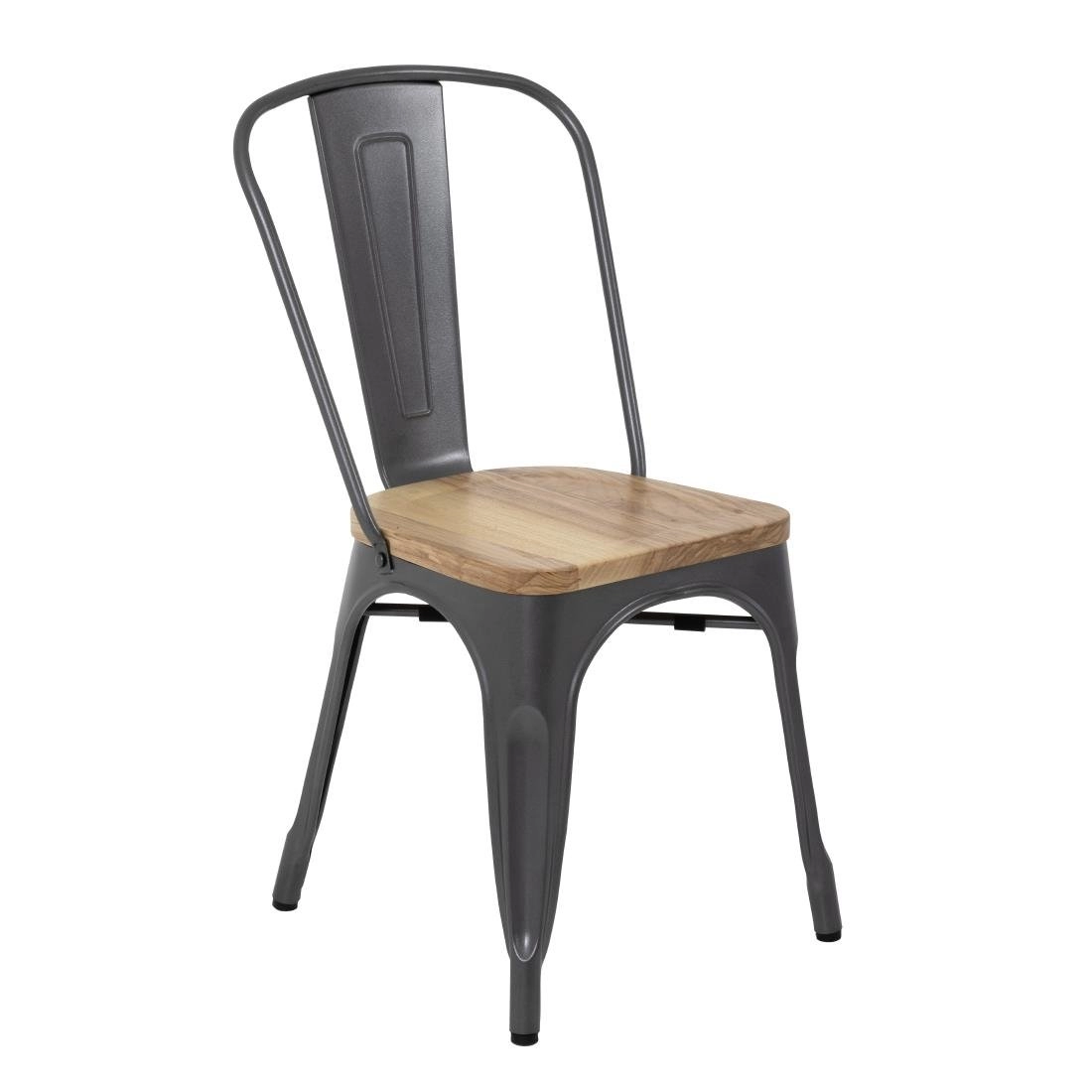 Een Bolero Bistro stalen stoelen met houten zitting grijs (4 stuks) koop je bij Supplierz BV