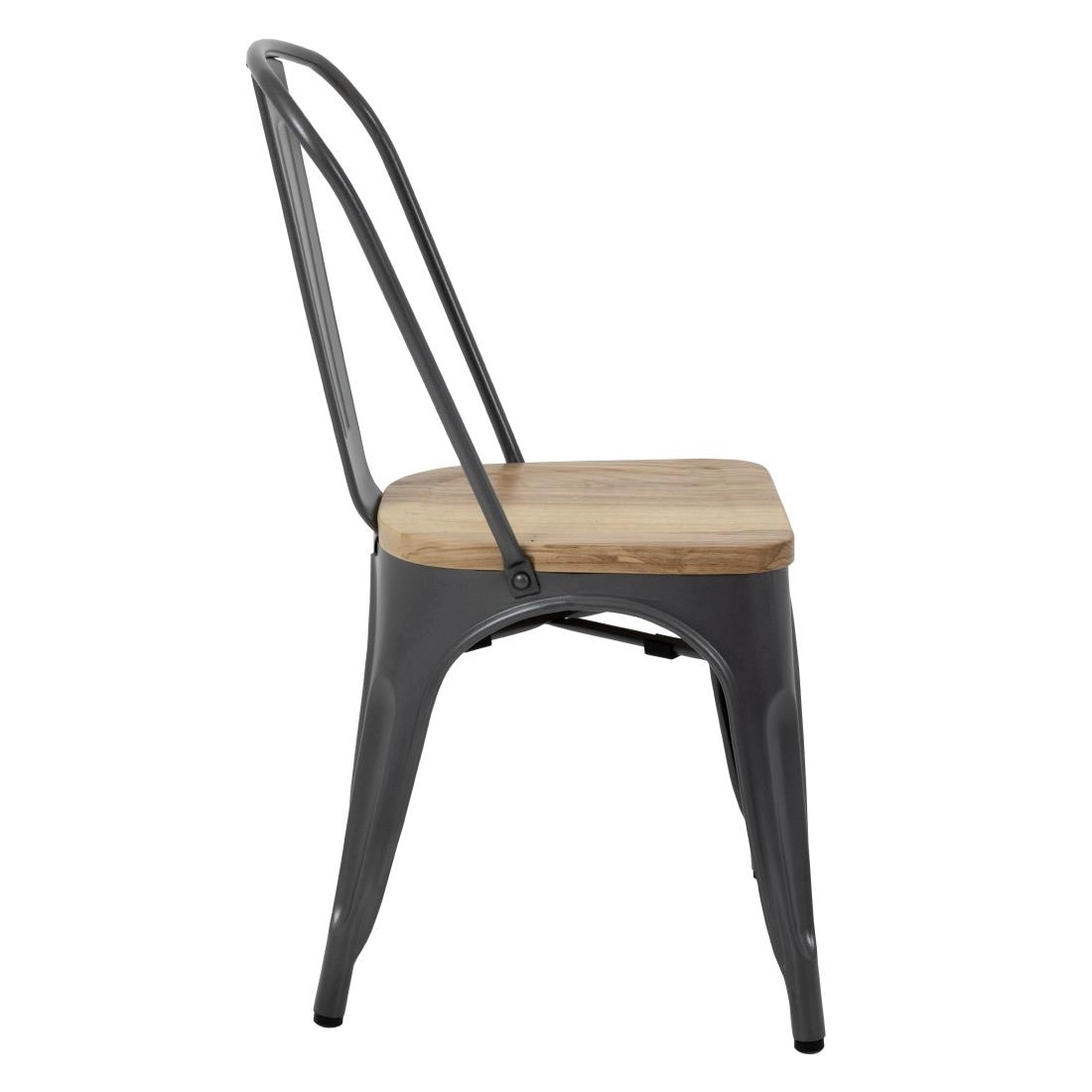 Een Bolero Bistro stalen stoelen met houten zitting grijs (4 stuks) koop je bij Supplierz BV