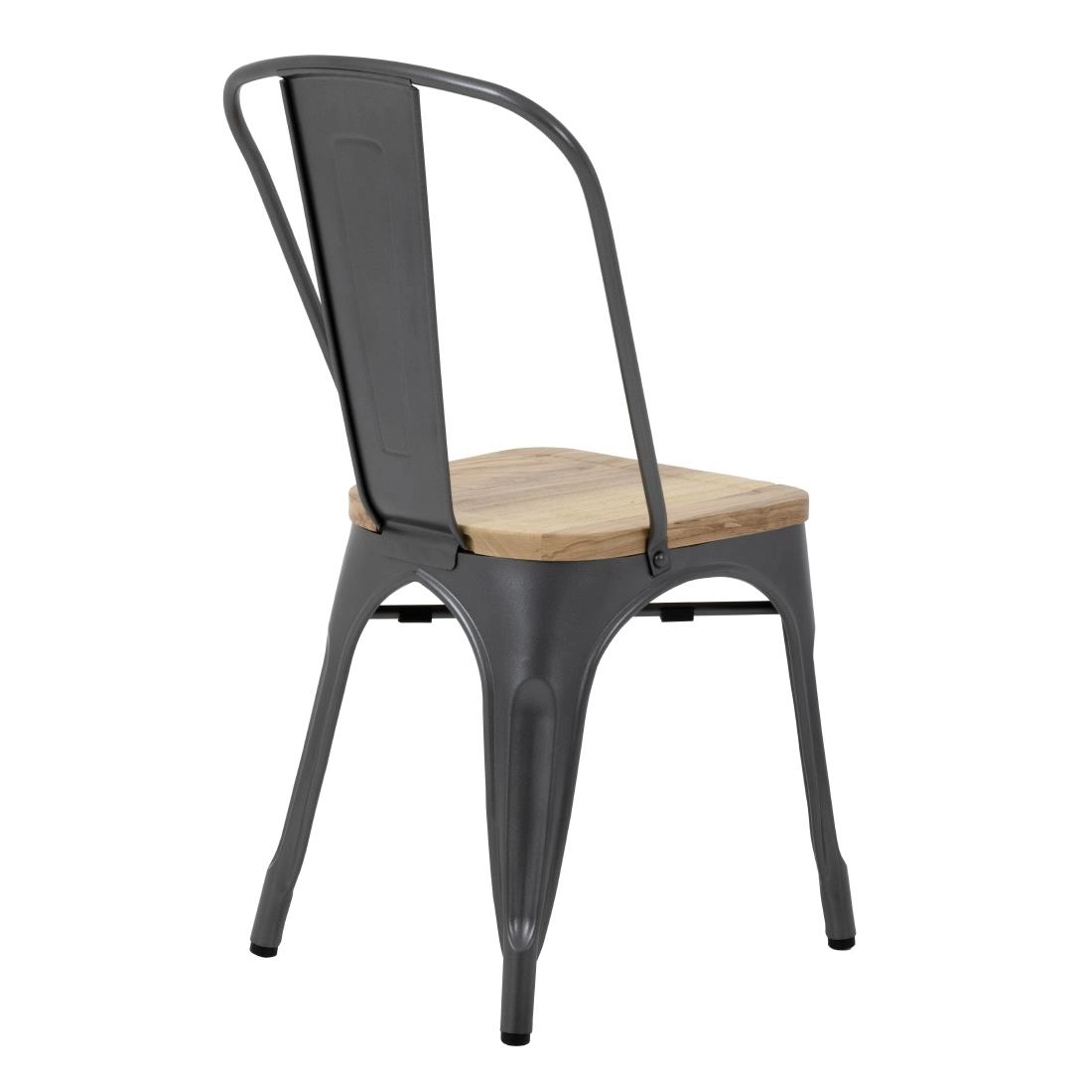 Een Bolero Bistro stalen stoelen met houten zitting grijs (4 stuks) koop je bij Supplierz BV