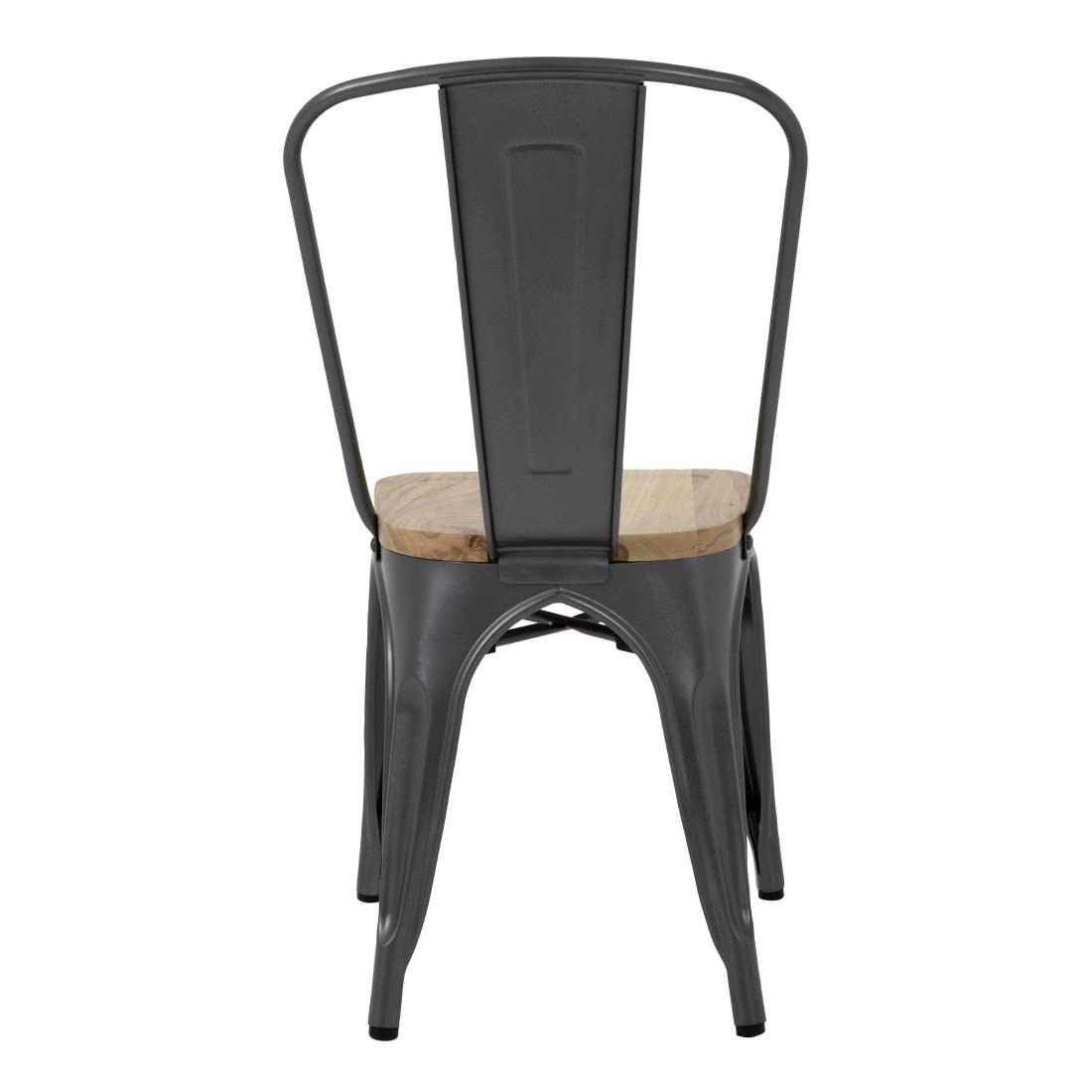 Een Bolero Bistro stalen stoelen met houten zitting grijs (4 stuks) koop je bij Supplierz BV