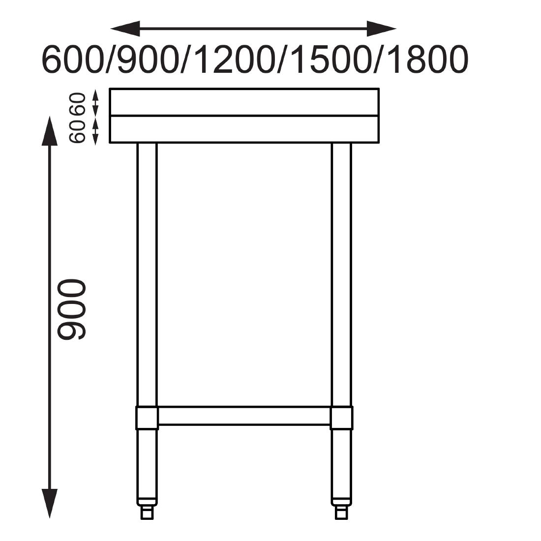 Een Vogue RVS werktafel met achteropstand 90x150x70cm koop je bij Supplierz BV