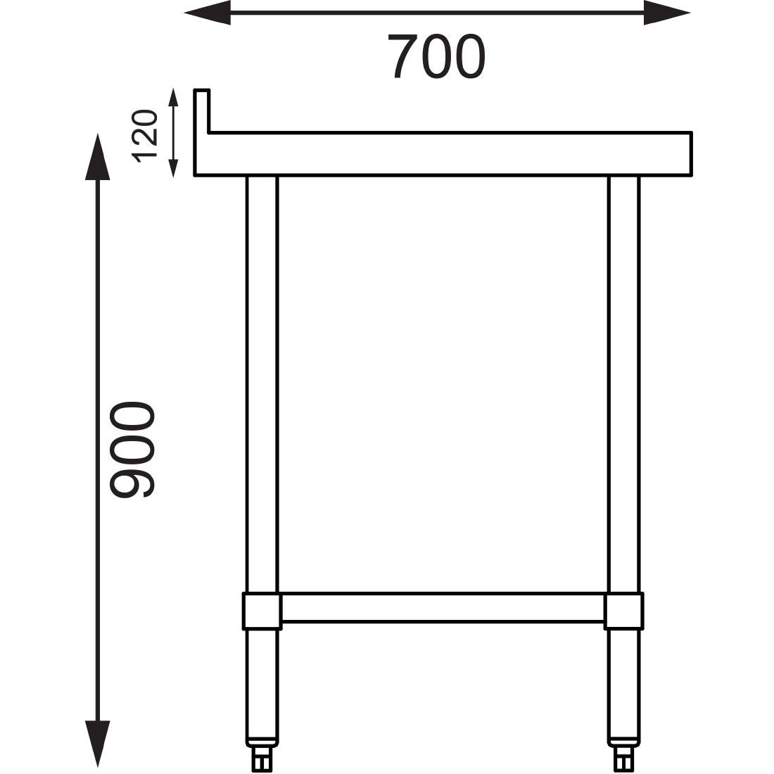 Een Vogue RVS werktafel met achteropstand 90x150x70cm koop je bij Supplierz BV