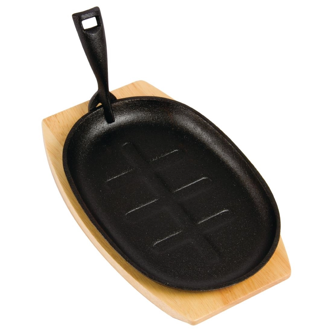 Een Olympia gietijzeren schaal/sizzle platter ovaal 28x19cm koop je bij Supplierz BV