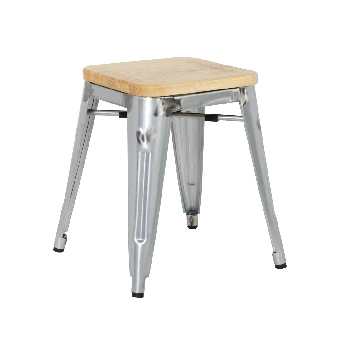 Vous pouvez acheter un Tabourets bistro bas en acier avec assise en bois Bolero (lot de 4) chez Supplierz BV