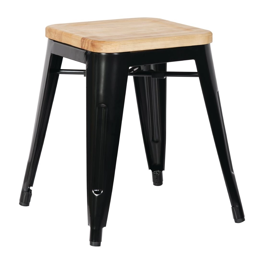 Vous pouvez acheter un Tabourets bistro bas en acier noir avec assise en bois Bolero (lot de 4) chez Supplierz BV