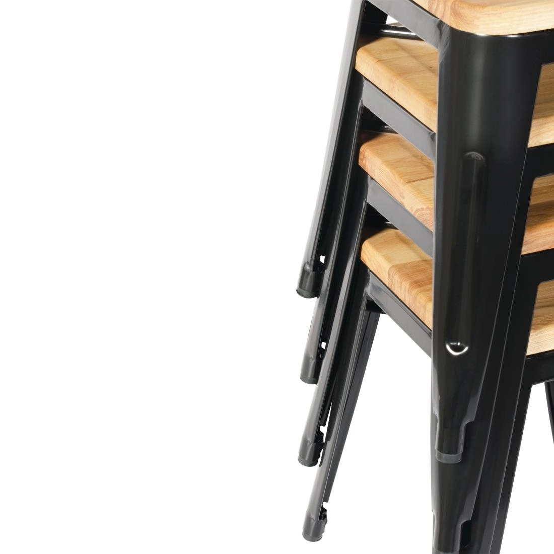 Vous pouvez acheter un Tabourets bistro bas en acier noir avec assise en bois Bolero (lot de 4) chez Supplierz BV