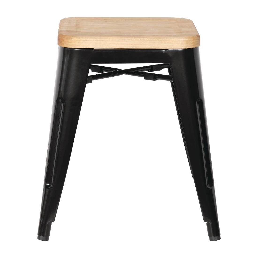 Vous pouvez acheter un Tabourets bistro bas en acier noir avec assise en bois Bolero (lot de 4) chez Supplierz BV