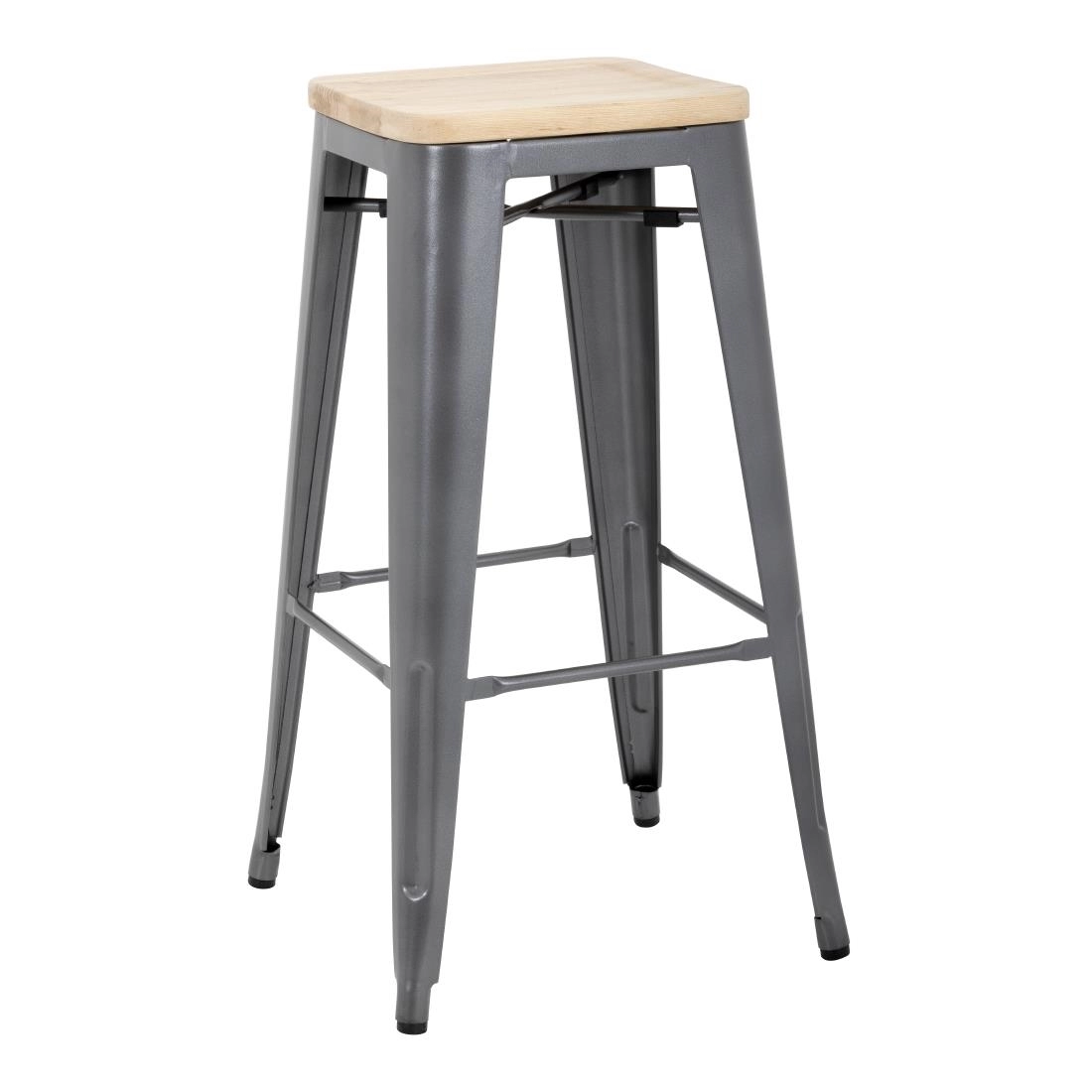 Vous pouvez acheter un Tabourets hauts en acier gris avec assise en bois Bolero Bistro (lot de 4) chez Supplierz BV