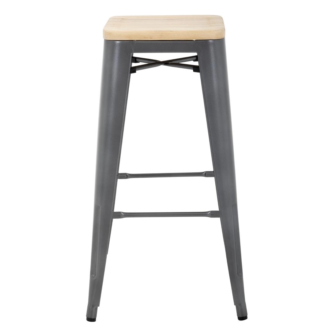 Vous pouvez acheter un Tabourets hauts en acier gris avec assise en bois Bolero Bistro (lot de 4) chez Supplierz BV