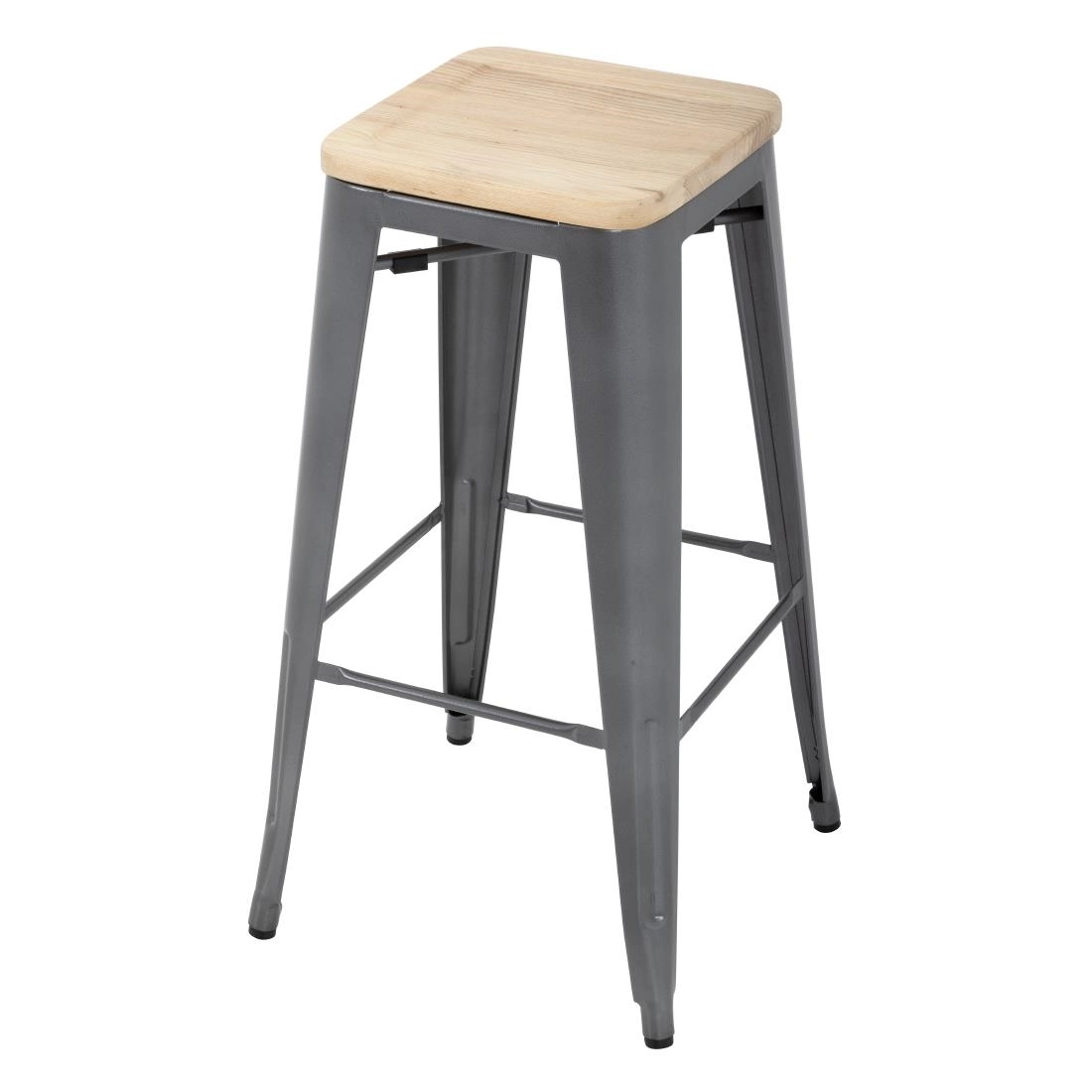 Vous pouvez acheter un Tabourets hauts en acier gris avec assise en bois Bolero Bistro (lot de 4) chez Supplierz BV