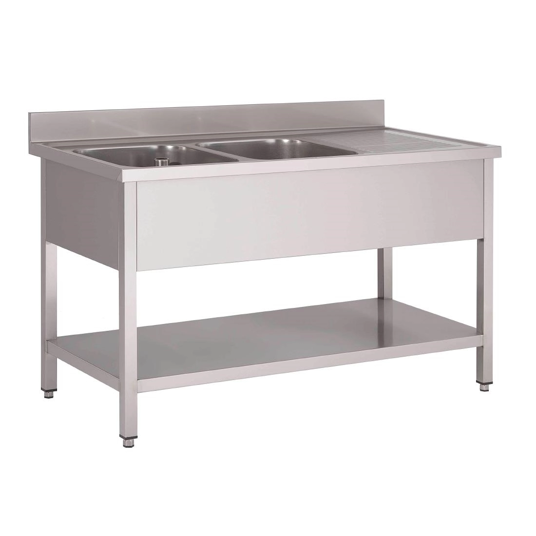 Vous pouvez acheter un Plonge inox avec étagère basse Gastro M 2 bacs à gauche 160 x 70 x 85 cm chez Supplierz BV