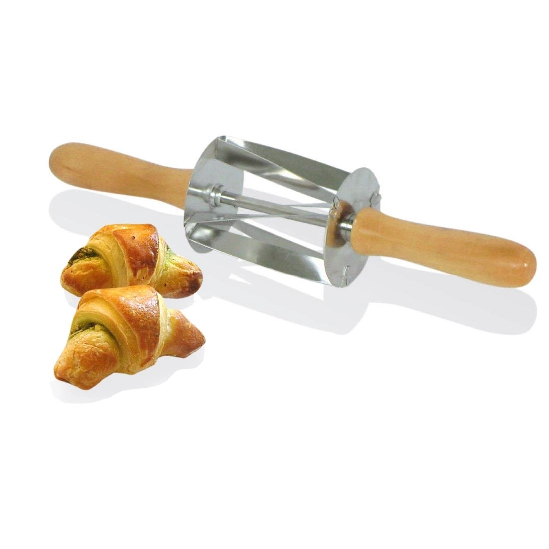 Vous pouvez acheter un Rouleau à mini croissants en inox poignée bois Gobel Louis Tellier 345x75x75mm chez Supplierz BV