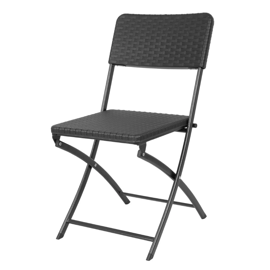 Vous pouvez acheter un Chaises pliantes en rotin PE Bolero noires (lot de 2) chez Supplierz BV