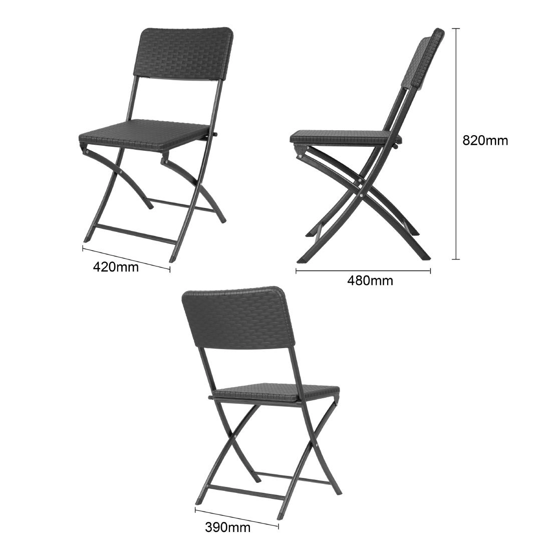 Vous pouvez acheter un Chaises pliantes en rotin PE Bolero noires (lot de 2) chez Supplierz BV