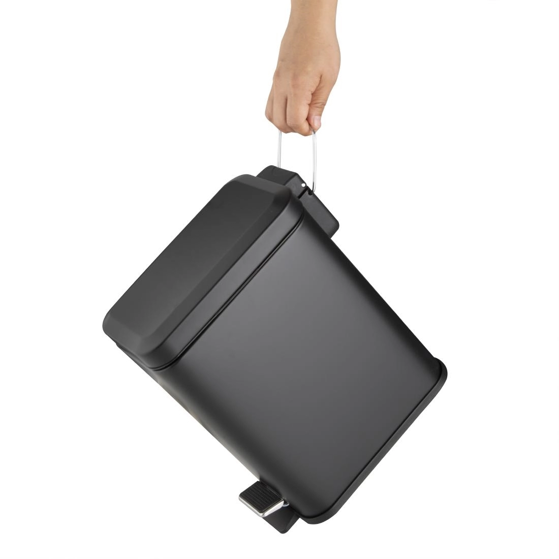 Een Jantex Slanke Washroom Prullenbak Zwart 5Ltr koop je bij Supplierz BV