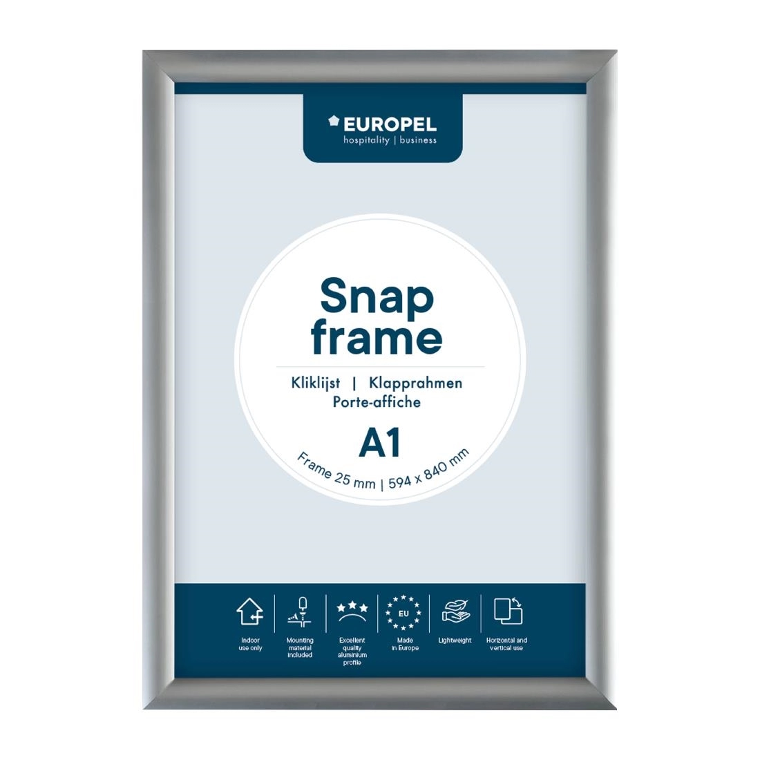 Een Europel Snap Frame A1 25mm Zilver koop je bij Supplierz BV