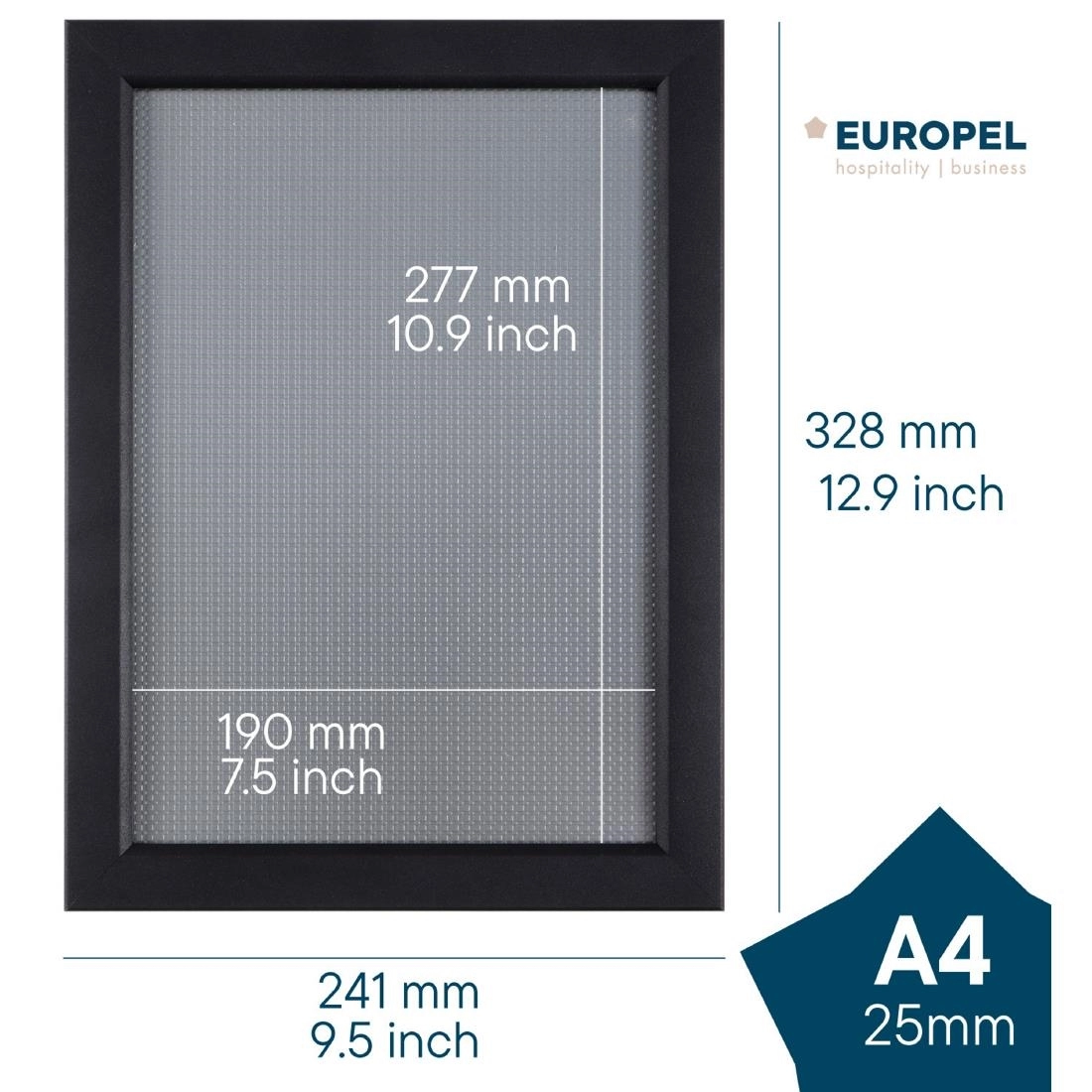 Sie können einen Europel Klapprahmen A4 25mm matt schwarz bei Supplierz BV kaufen