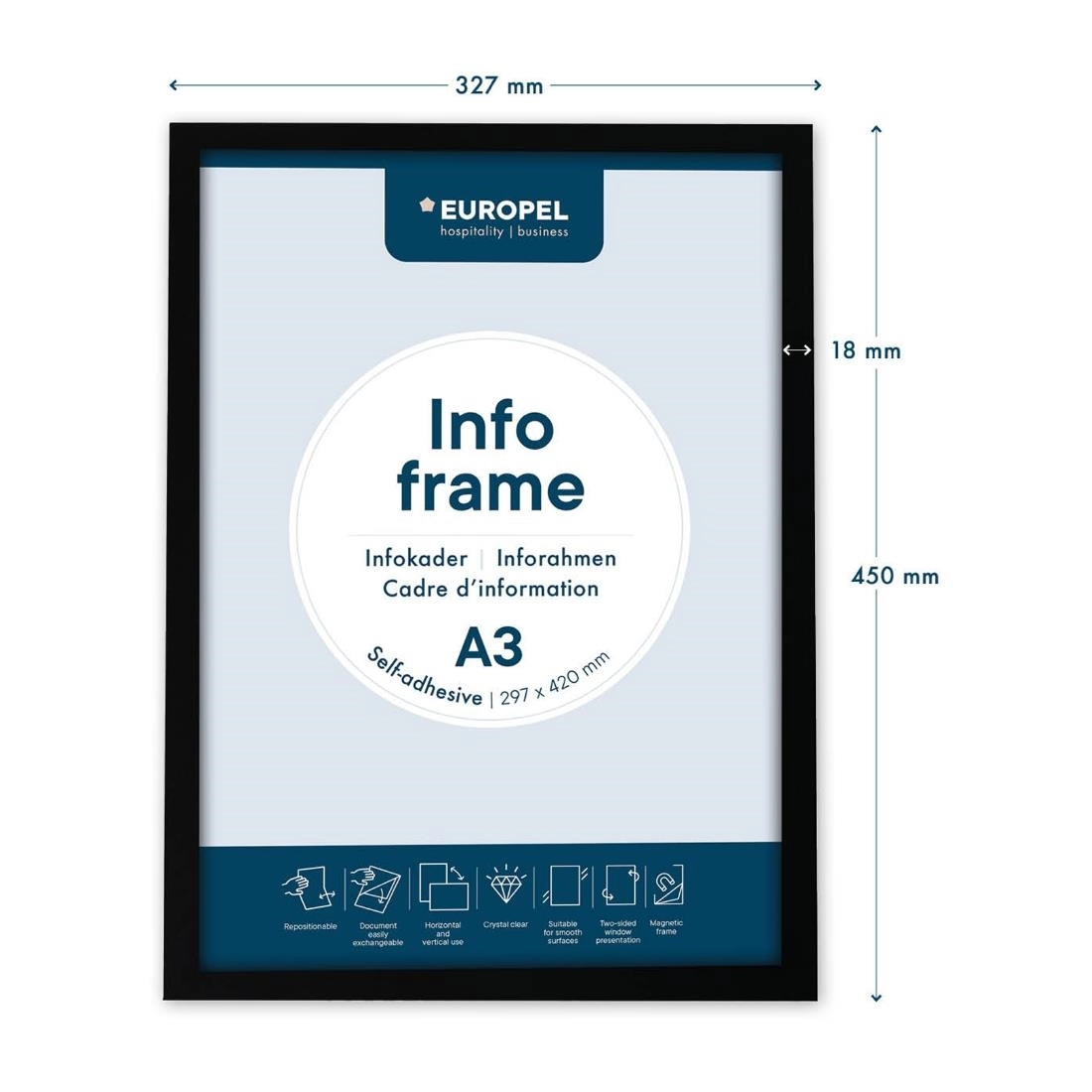 Een Europel Info Kader / Zelfklevende Set 2 Stuks A3 Zwart koop je bij Supplierz BV